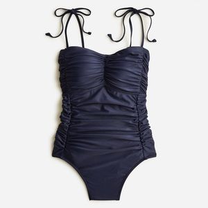 J.Crew One Piece Swimsuit Ruched Tie-Shoulder Removable Padding and Straps